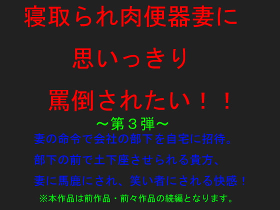 Cover of 寝取られ肉便器妻に思いっきり罵倒されたい!第3弾